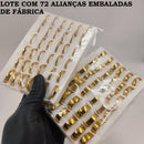 Atacado com 72 Alianças Sortidas para Revenda 100% Moeda Antiga Durabilidade ETERNA Varios Tamanhos