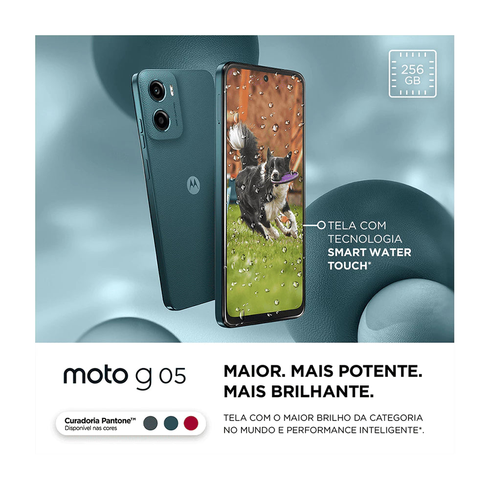 Smartphone Motorola Moto G05 256GB, 4G LTE, 12GB RAM Boost*, Camera 50MP, AI, Tela 6.7" - Verde