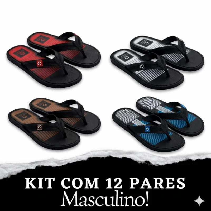 Kit 12 Pares Chinelo Masculino Adulto Cartago