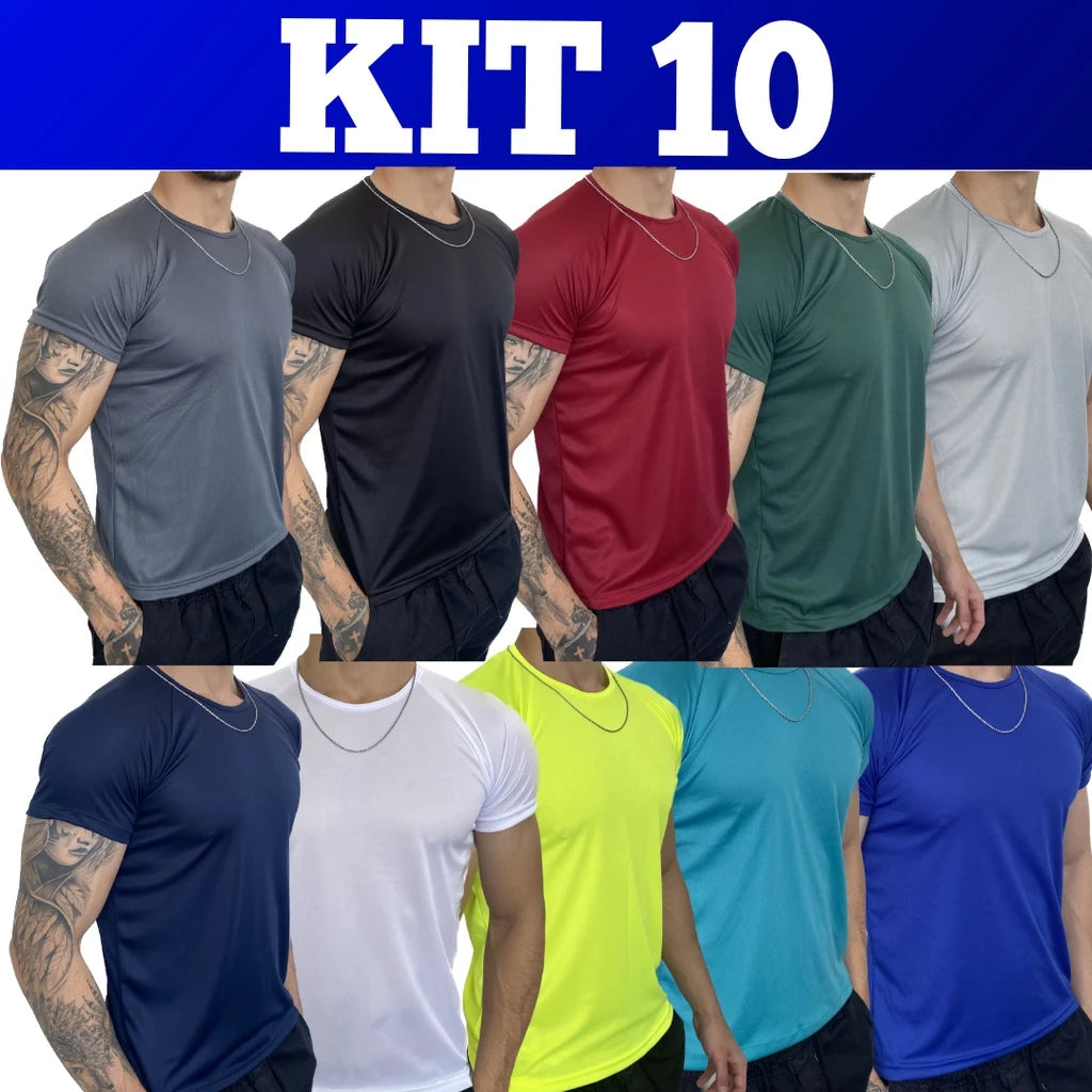 Kit 10 Camisetas Dry Fit Masculina