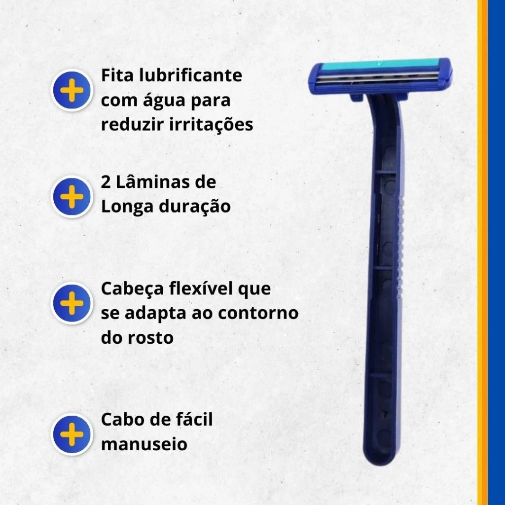 Kit 400 Barbeador Descartável 2 Lâminas