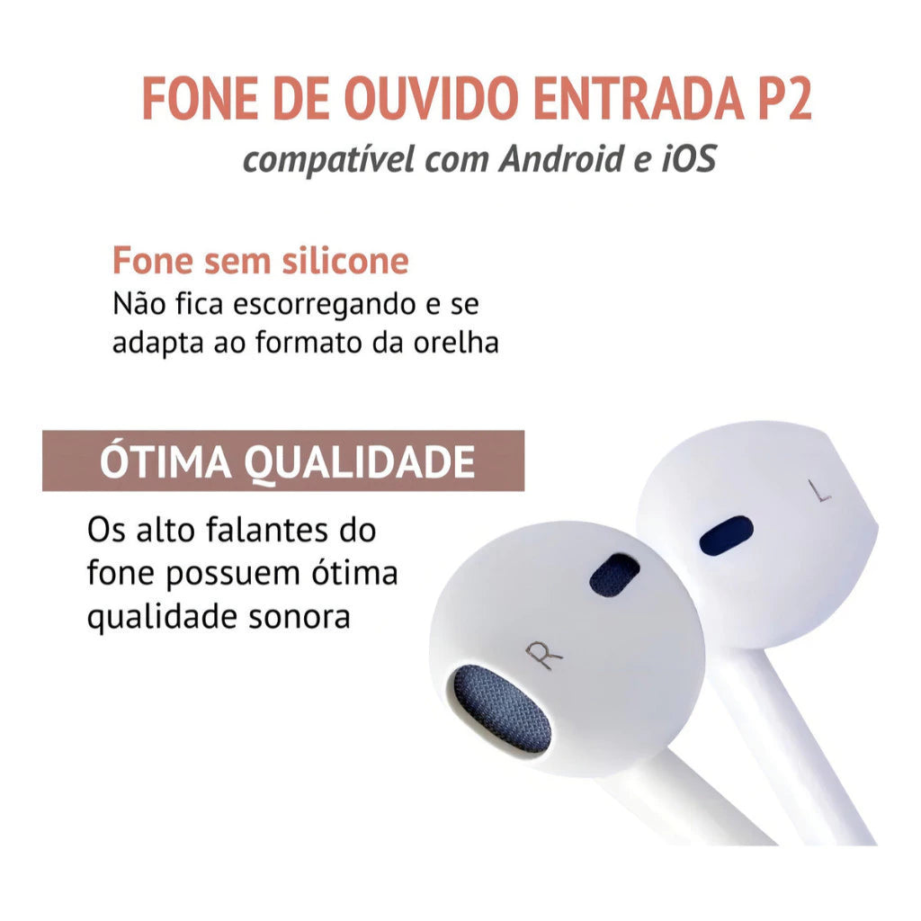 Kit 40 Unidades Fone De Ouvido P2 cx Acrílica Atacado