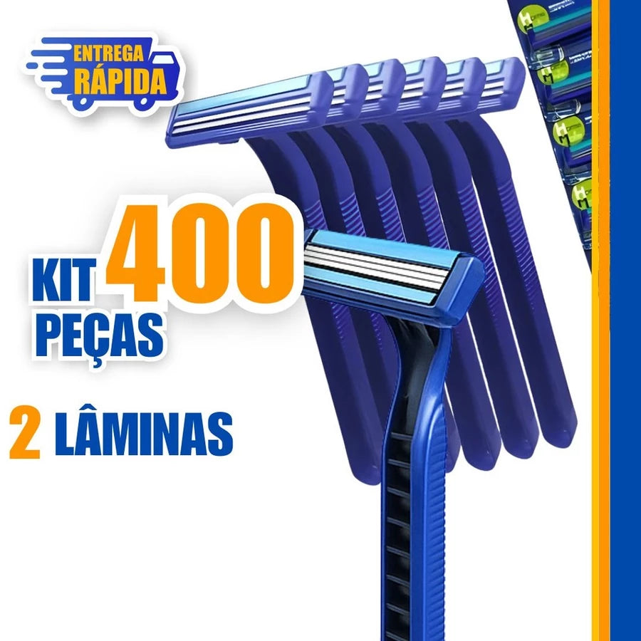 Kit 400 Barbeador Descartável 2 Lâminas
