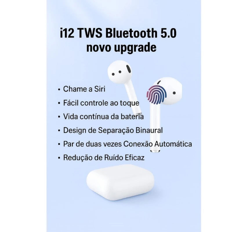 Fones Ouvido Bluetooth i12 Sem Fio Atacado Tws 5.0 Estéreo Lançamento Android Ios Boa qualidade de som