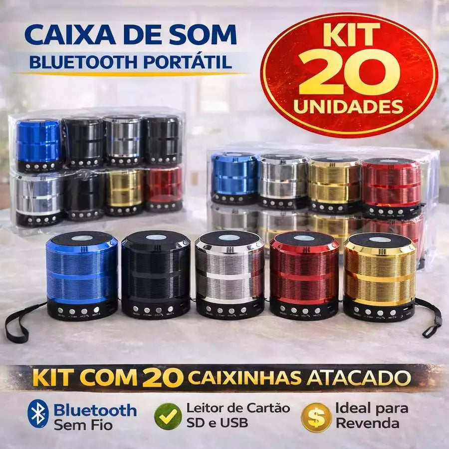 Kit 20 Mini Caixinha De Som Via Bluetooth