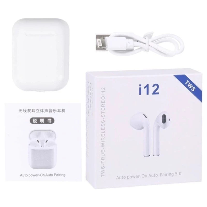Fones Ouvido Bluetooth i12 Sem Fio Atacado Tws 5.0 Estéreo Lançamento Android Ios Boa qualidade de som